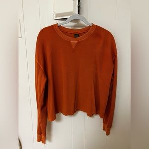 universal thread orange waffle crop long sleeve